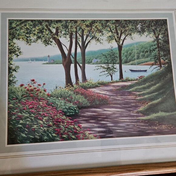 LAKESIDE VIEW PICTURE WOOD FRAMED  JUST BREATHTAKING SIGNED BY ARTIST - Picture 2 of 6